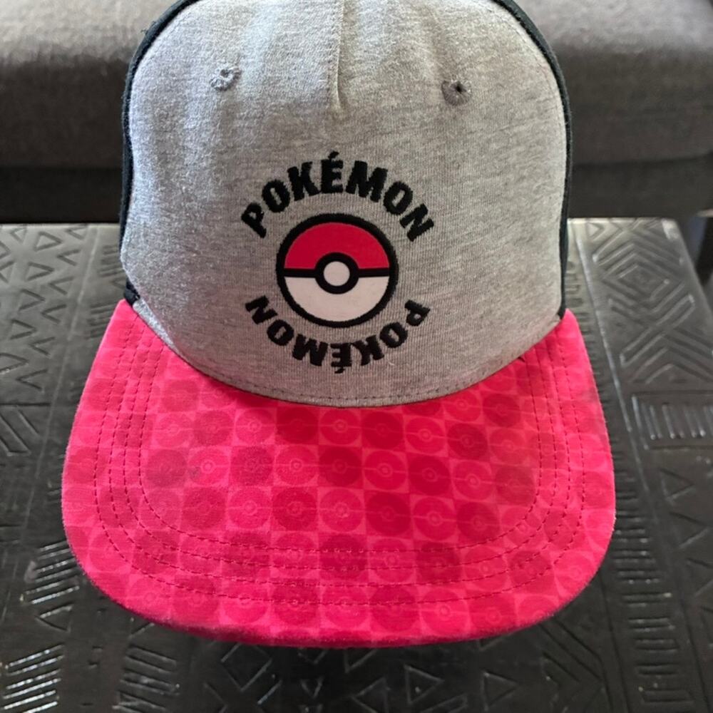 Pokémon Snapback Hat Cap Gray Black Pink Pokeball Adjustable Nintendo Youth